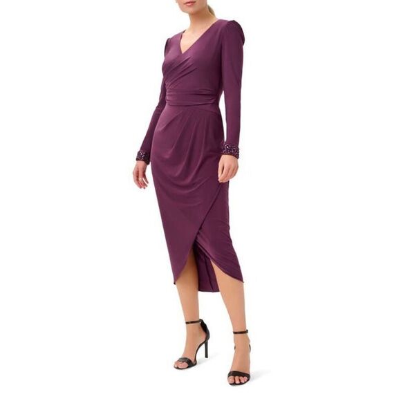 Adrianna Papell Womens Surplice Tea Wrap Dress SIZE 8 - Picture 1 of 3